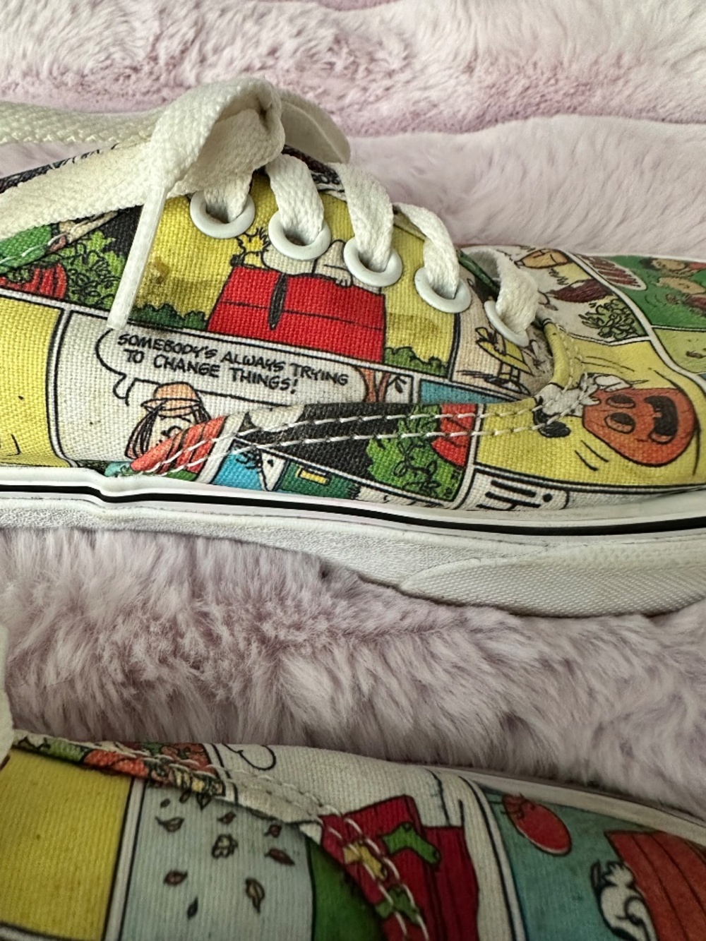 PEANUTS VANS Womens 9 Mens 7.5 Red Barron Pumpkin Depressed Psychiatric Snoopy - Picture 10 of 16